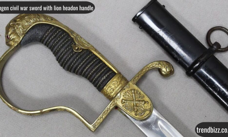 hongen civil war sword with lion headon handle